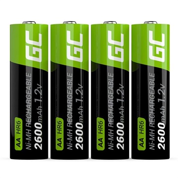 Piles Rechargeables AA Green Cell HR6 - 2600mAh - 1x4