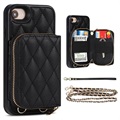 Coque iPhone 7/8/SE (2020)/SE (2022) en TPU avec Portefeuille Grid Pattern - Noire