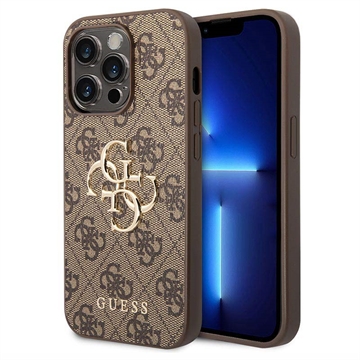 Coque Hybride iPhone 15 Pro Guess 4G Big Metal Logo - Marrone