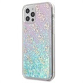 Coque Hybride iPhone 12/12 Pro Guess 4G Liquid Glitter - Rose / Bleu