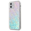 Coque Hybride iPhone 12 Mini Guess 4G Liquid Glitter - Rose / Bleu
