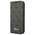 Etui à Rabat Samsung Galaxy S22 5G Guess 4G Metal Gold Logo - Gris