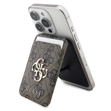 Guess 4G Porte-cartes avec logo en métal et support - Compatible MagSafe - Marron