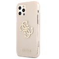 Coque Hybride iPhone 12 Pro Max Guess Glitter 4G Big Logo - Doré