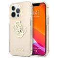 Coque Hybride iPhone 13 Pro Max Guess Glitter 4G Big Logo - Doré