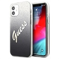 Coque Guess Glitter Gradient Script iPhone 12 Mini - Noire