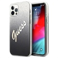 Coque Guess Glitter Gradient Script iPhone 12 Pro Max - Noire