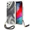 Coque iPhone 12 Pro Max Guess Marble Collection avec Dragonne - Grise
