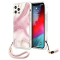 Coque iPhone 12 Pro Max Guess Marble Collection avec Dragonne