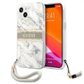 Coque iPhone 13 avec Dragonne Guess Marble Collection