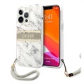 Coque iPhone 13 Pro avec Dragonne Guess Marble Collection