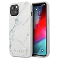 Coque Hybride iPhone 13 Mini Guess Marble Collection - Blanche