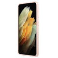 Coque Samsung Galaxy S21+ 5G en Silicone Guess Metal Logo - Rose
