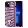 Coque iPhone 15 Guess Rhinestones Triangle Metal Logo - Violet