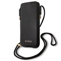 Pochette Universelle Guess Saffiano Script Logo avec Sangle - S/M - Noir