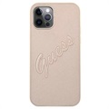 Coque iPhone 12/12 Pro Guess Saffiano Vintage Script - Doré