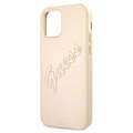 Coque iPhone 12/12 Pro Guess Saffiano Vintage Script - Doré