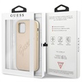 Coque iPhone 12/12 Pro Guess Saffiano Vintage Script - Doré