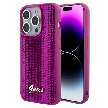 Coque iPhone 15 Pro Guess Sequin Script Logo - Magenta