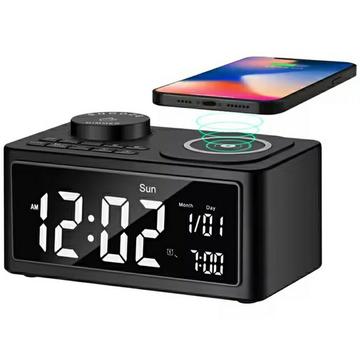 H7 Réveil multifonctionnel / Haut-parleur Bluetooth avec chargeur USB/sans fil - Noir
