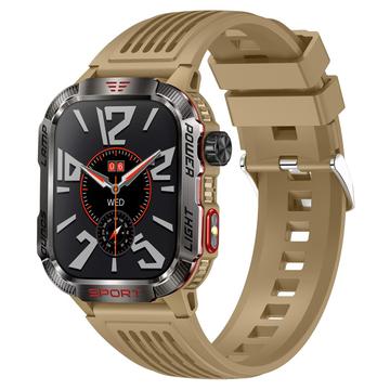 HT29 Montre intelligente avec boussole, détection d\'altitude et langue danoise - Marron