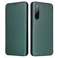 Étui Portefeuille HTC Desire 22 Pro - Fibre de Carbone - Vert