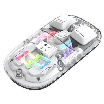 HXSJ T200 Souris sans fil Bluetooth bi-mode avec éclairage RVB