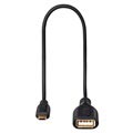 Câble Adaptateur OTG MicroUSB Hama Flexi-Slim - 0.15m - Noir