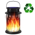 Hanging Solar Lantern with Flickering LED Lights - Black