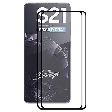 Protecteur d’Écran Complet Samsung Galaxy S21 5G en Verre Trempé Hat Prince - 2 Pièces - Bord Noir