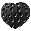 Porte-téléphone à ventouse en silicone en forme de coeur - Noir