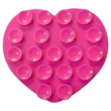 Porte-téléphone à ventouse en silicone en forme de coeur - rose vif