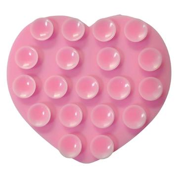 Porte-téléphone à ventouse en silicone en forme de coeur - rose