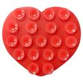 Porte-téléphone à ventouse en silicone en forme de coeur - Rouge