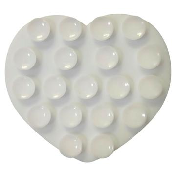 Porte-téléphone à ventouse en silicone en forme de coeur - blanc