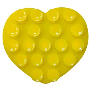 Support de ventouse en silicone double face en forme de cœur pour smartphones - Jaune
