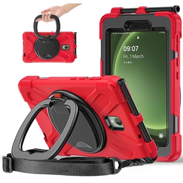 Étui Samsung Galaxy Tab Active5 avec Sangle Heavy Duty 360 - Rouge / Noir