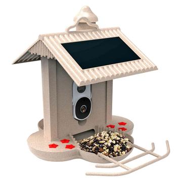 Mangeoire d\'oiseaux HiBirds Smart WiFi avec caméra - Light Brown