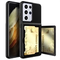 Coque Hybride Samsung Galaxy S21 Ultra 5G avec Miroir et Porte-Cartes - Noire