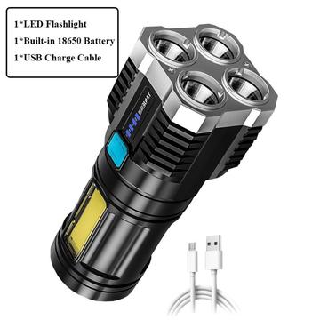 Lampe de poche LED de camping haute puissance / Torche ultra lumineuse - Noir