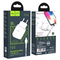 Chargeur Secteur avec Câble Lightning Hoco N4 Aspiring - 2xUSB, 2.4A - Blanc