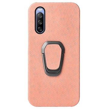 Coque Sony Xperia 10 IV Motif Nid d\'Abeille avec Support Bague - Rose