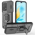Coque Hybride Honor 200 Lite à Anneau Rotatif avec Protection pour Appareil Photo - Noire