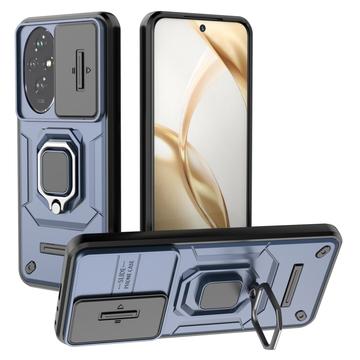Coque Hybride Honor 200 à Anneau Rotatif avec Protection pour Appareil Photo - Bleue