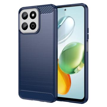 Coque Honor 200 Smart/X7c en TPU Brossé - Fibre de Carbone - Bleue
