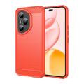 Coque Honor 400 Pro en TPU Brossé - Fibre de Carbone - Rouge