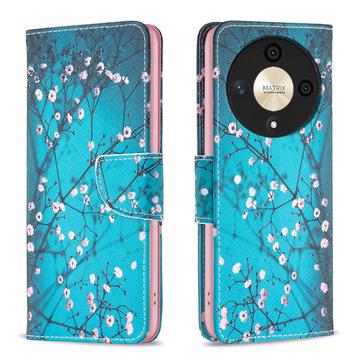 Étui Portefeuille Honor Magic6 Lite/X9b - Série Wonder - Fleurs Blanches