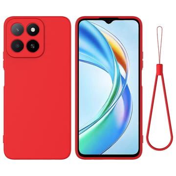 Coque Honor X5b/X5b Plus en silicone liquide avec dragonne - Rouge