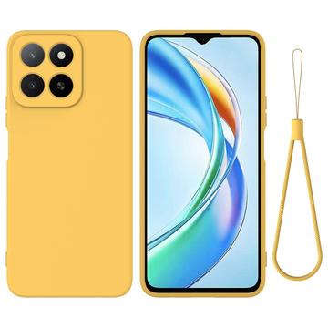 Coque Honor X5b/X5b Plus en silicone liquide avec dragonne - Jaune