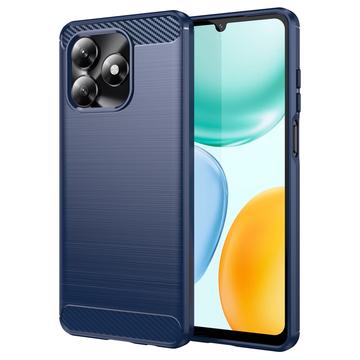 Coque Honor X5c/X5c Plus en TPU Brossé - Fibre de Carbone - Bleue